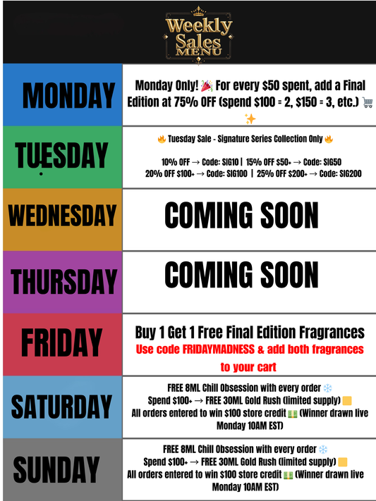 Weekly Sales Menu